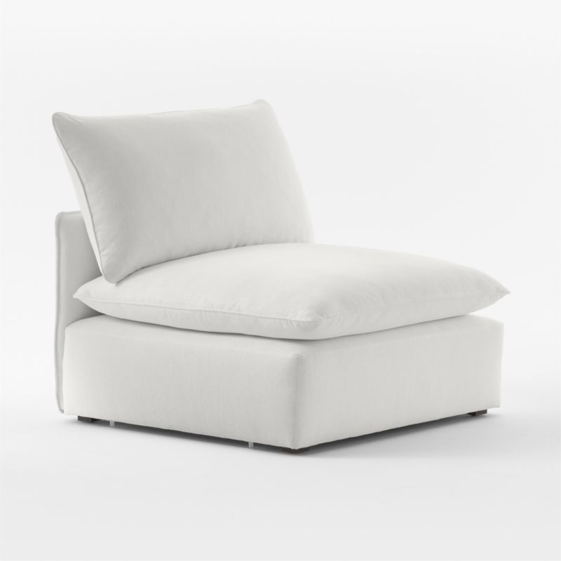 Lumis Snow White Performance Fabric Deep Depth Armless Chair - Image 2