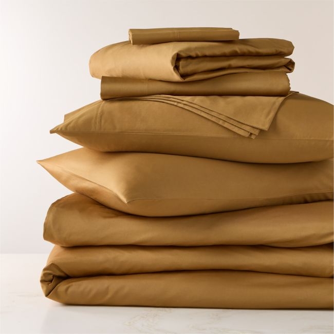 Classic Organic Cotton Sateen 520 Thread Count Smoked Amber Full/Queen Bedding Set - Image 0
