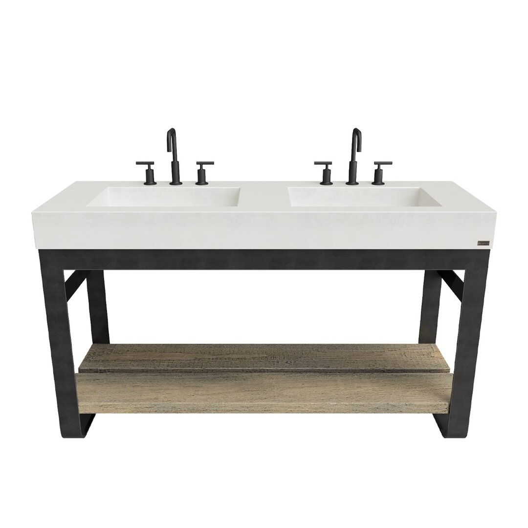 Trueform Concrete Outland 60” Vanity with Double Concrete Rectangle Sinks - Image 0