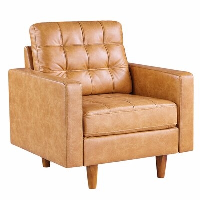 36.5" Wide Tufted Leather Armchair - Image 0