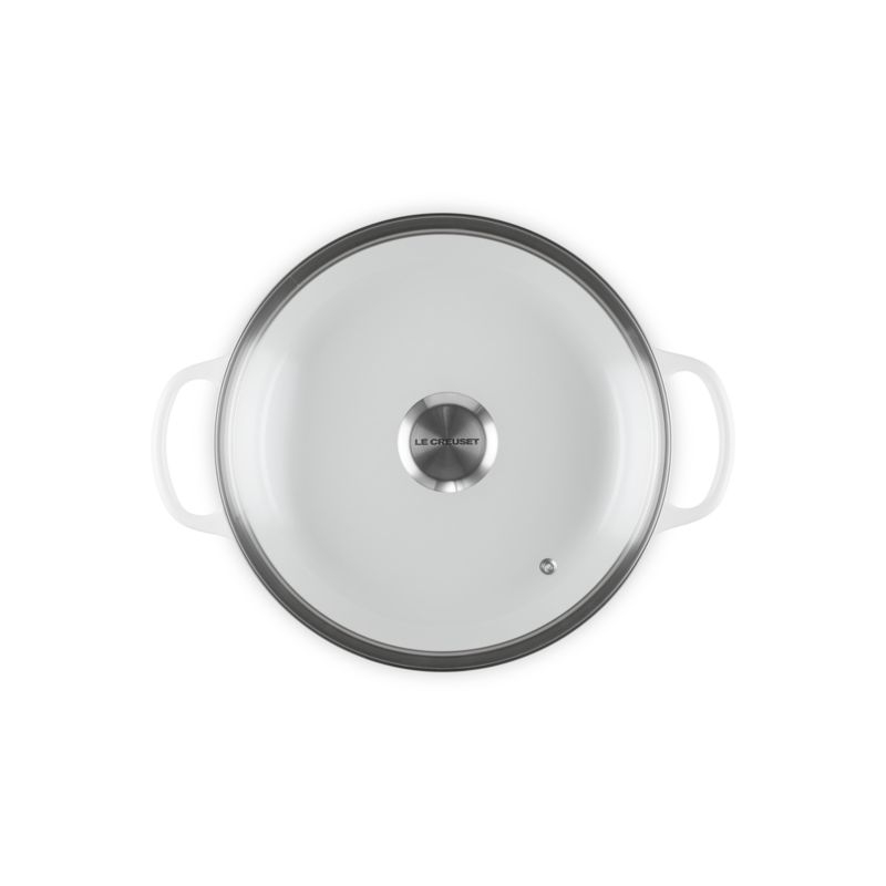 Le Creuset ® 2.25-Qt. White Enameled Cast Iron Braiser with Glass Lid - Image 3