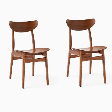 Classic Cafe Wood Dining Chair, Walnut, Set of 2 - Image 1