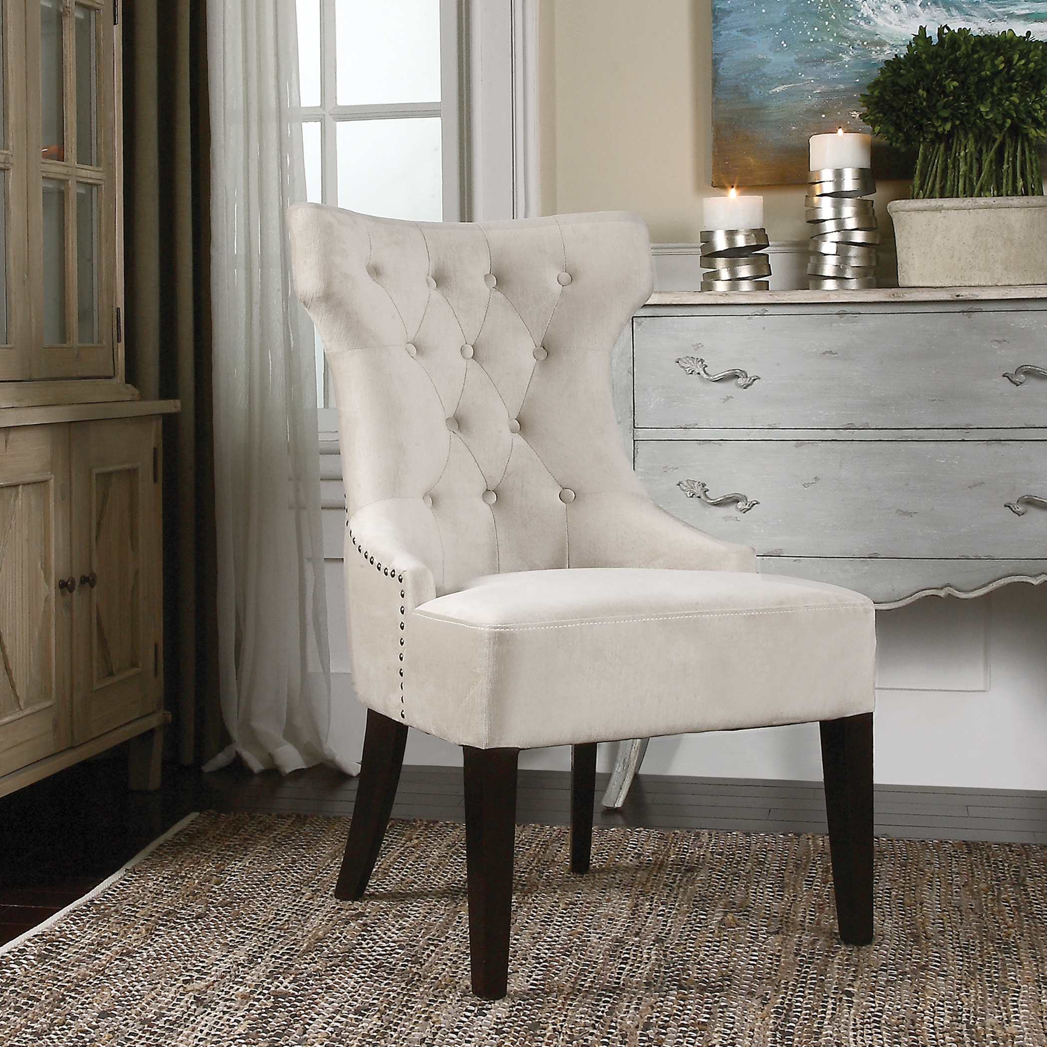 Arlette Tufted Wing Chair - Image 1