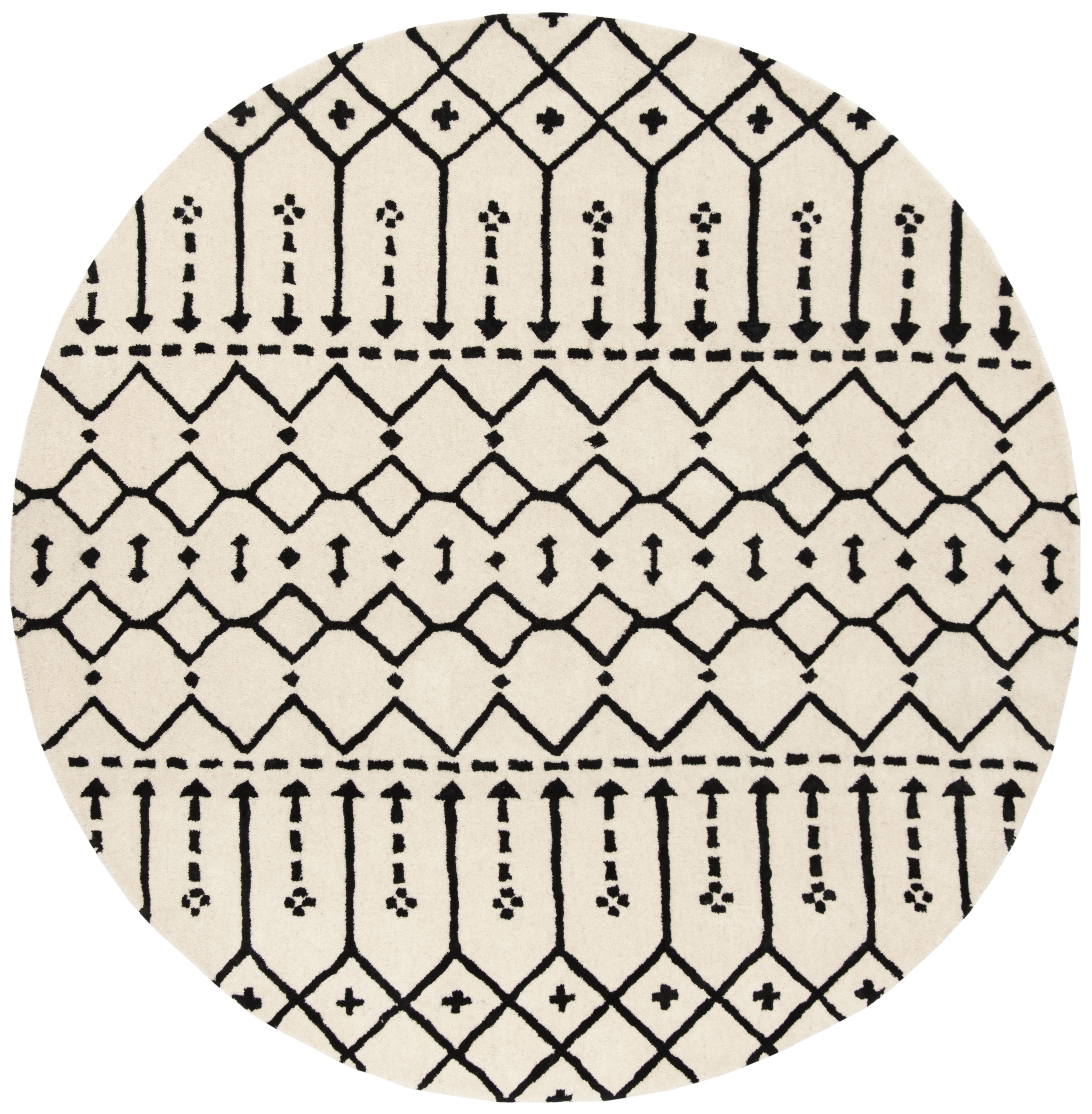 Arlo Home Hand Tufted Area Rug, HIM903A, Ivory/Black,  6' X 6' Round - Image 0