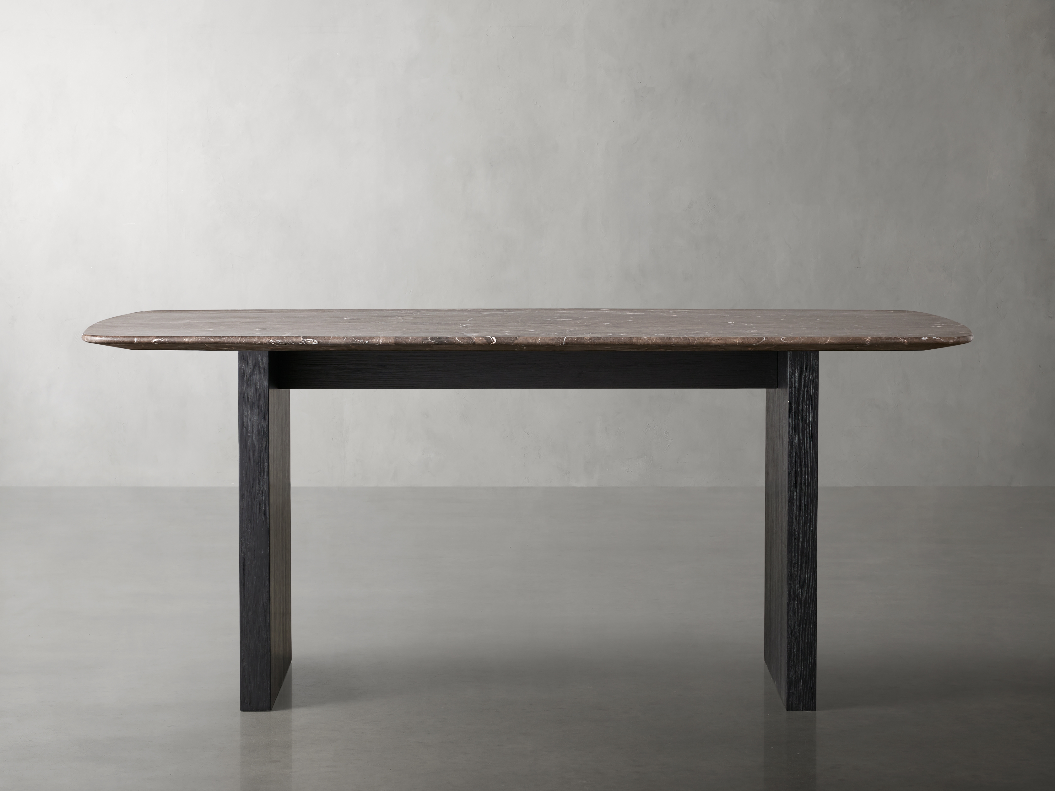 Saint Germain Top Dining Table with Wood Clement Base Stone in Brown  Espressso/Ebony 72" - Image 0