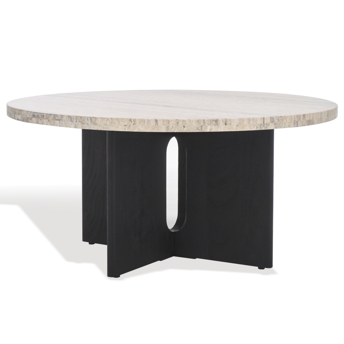 Shayna Travertine Coffee Table - Travertine/Black - Image 7