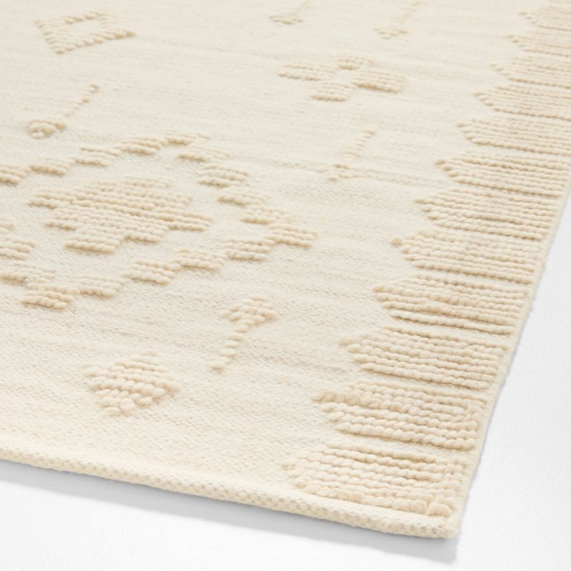 Textural Flatweave Ivory Wool and Cotton Kids Area Rug 6'x9' - Image 1