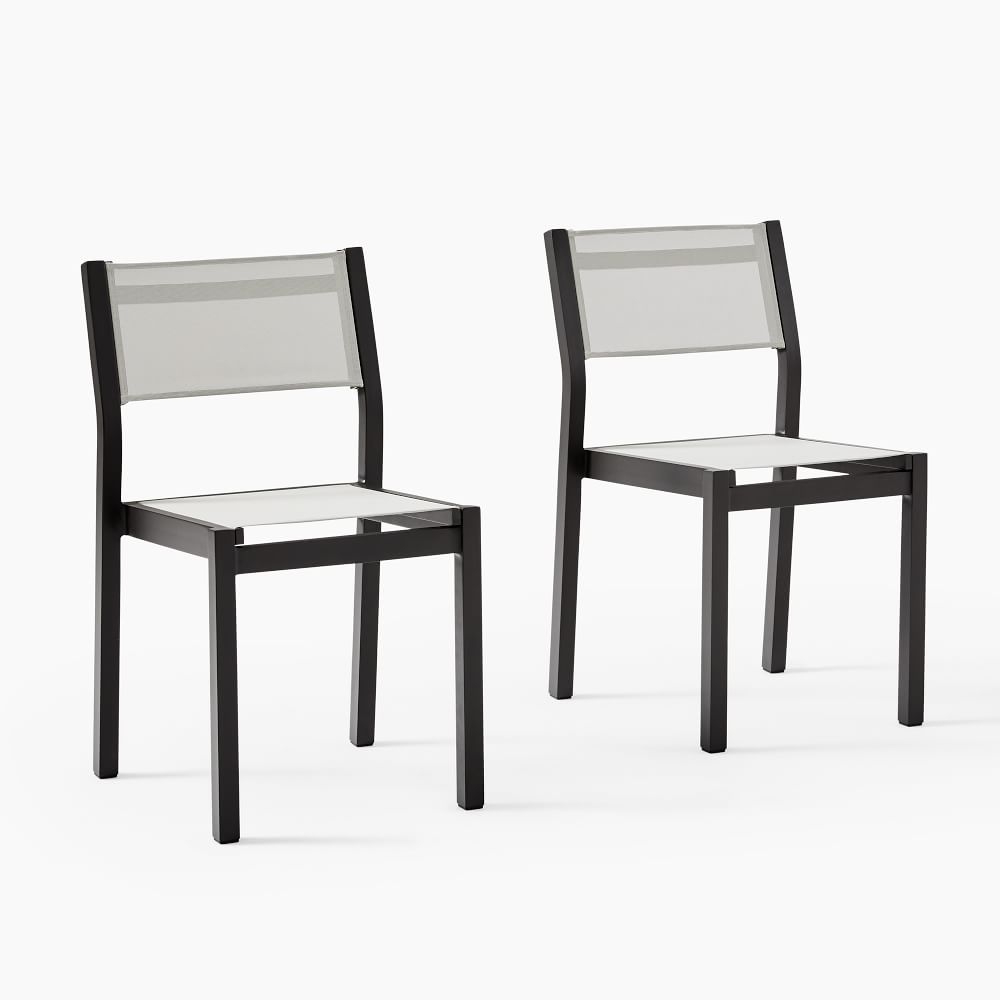 Portside Aluminum Outdoor Set of 2 Textilene Dining Chair, Dark Bronze - Image 0