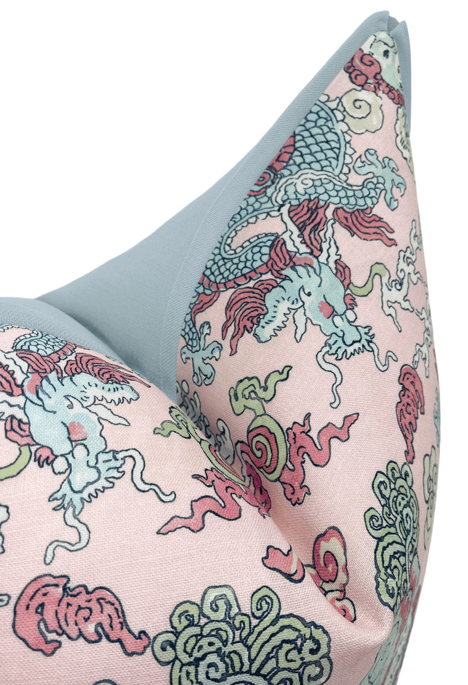 MAGIC MOUNTAIN DRAGON // BLUSH | SCHUMACHER - 20" X 20" / CORDING / Powder Blue - Image 0