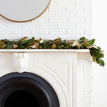 Faux Metallic Magnolia Garland, Green/Gold - Image 0