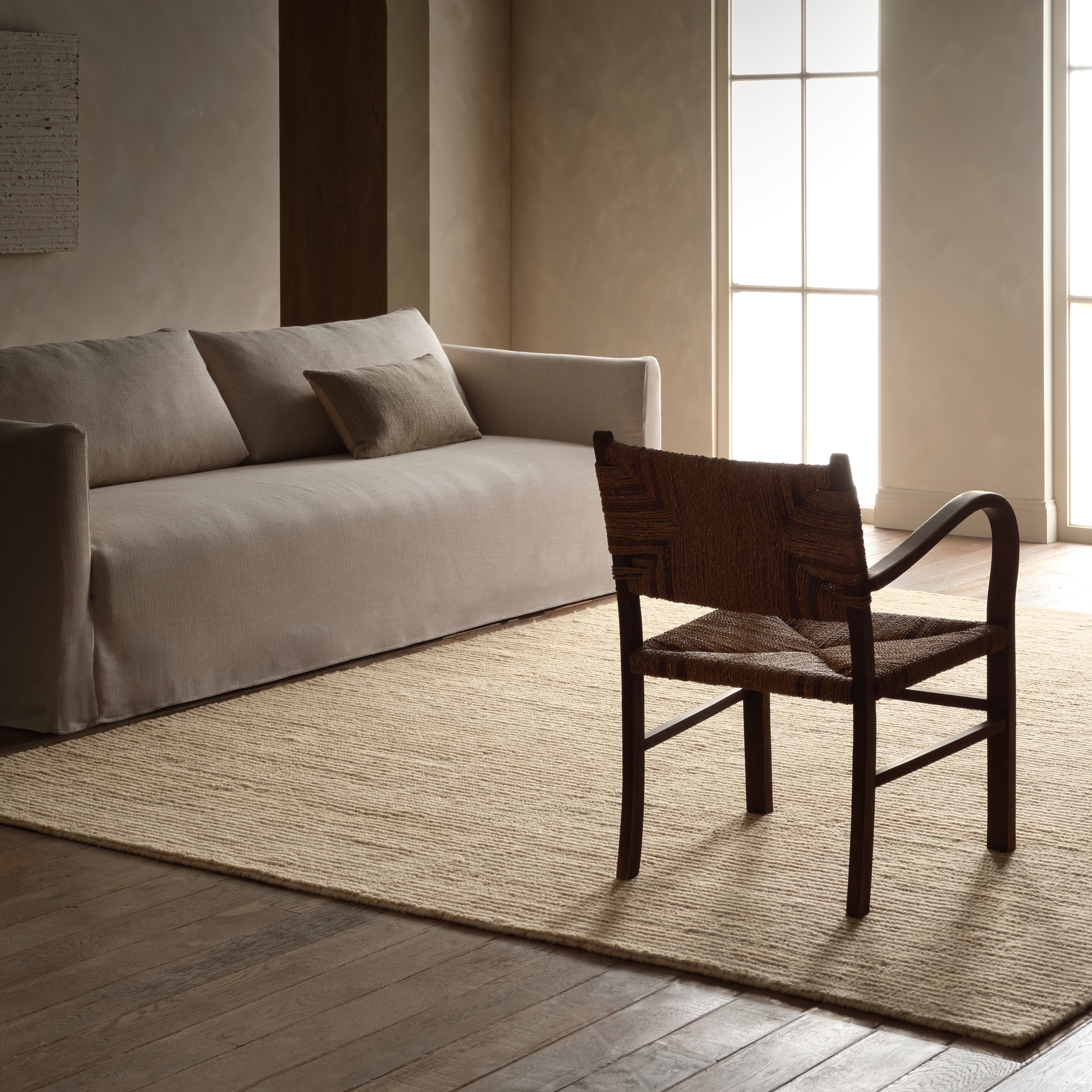 Jal SIC01 Handmade Solid Tan Area Rug (10'x14') - Image 5