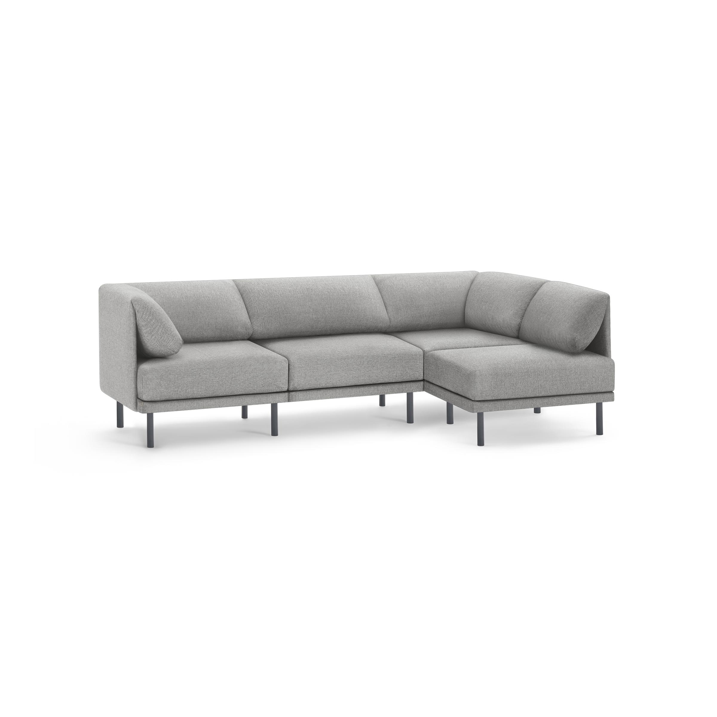 Range 4-Piece One Arm Sectional in Stone Gray - Image 0