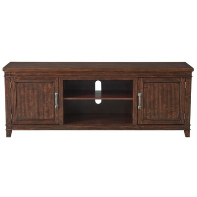 TV Stand With 2 Cabinets And 2 Cubbies, Dark Brown - Image 0