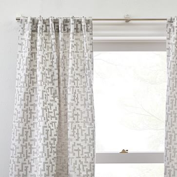 Maze Jacquard Curtain, Frost Gray, 48"x84" - Image 3