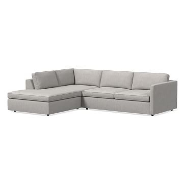 Harris Sectional Set 27: XL RA 75" Sofa, XL LA Terminal Chaise, Poly, Performance Coastal Linen, Storm Gray, Concealed Supports - Image 0