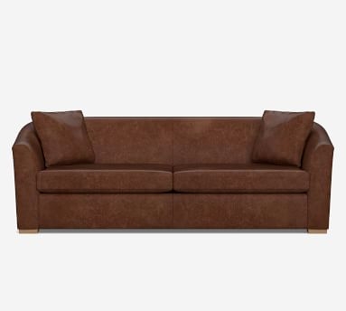 Bodega Leather Loveseat 70.5", Polyester Wrapped Cushions, Nubuck Graystone - Image 2