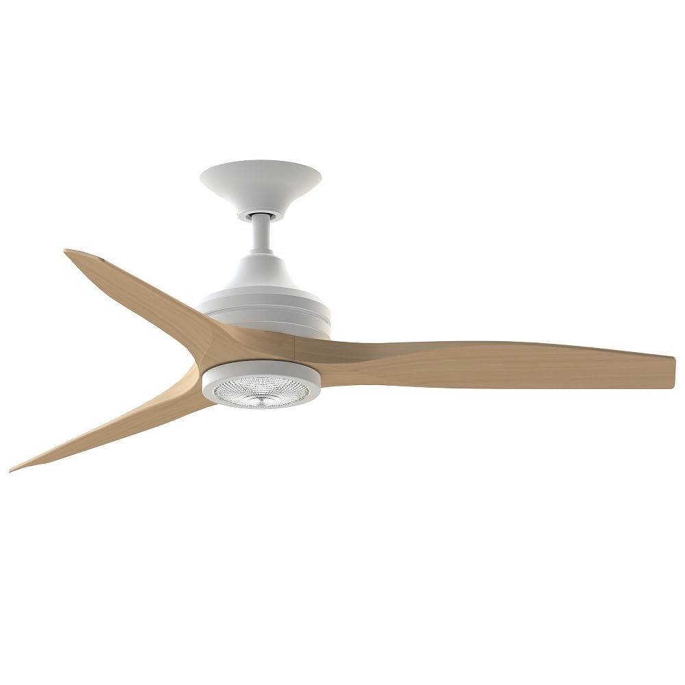 Fanimation Spitfire Ceiling Fan With Light Kit, Matte White + Natural, 48" - Image 0