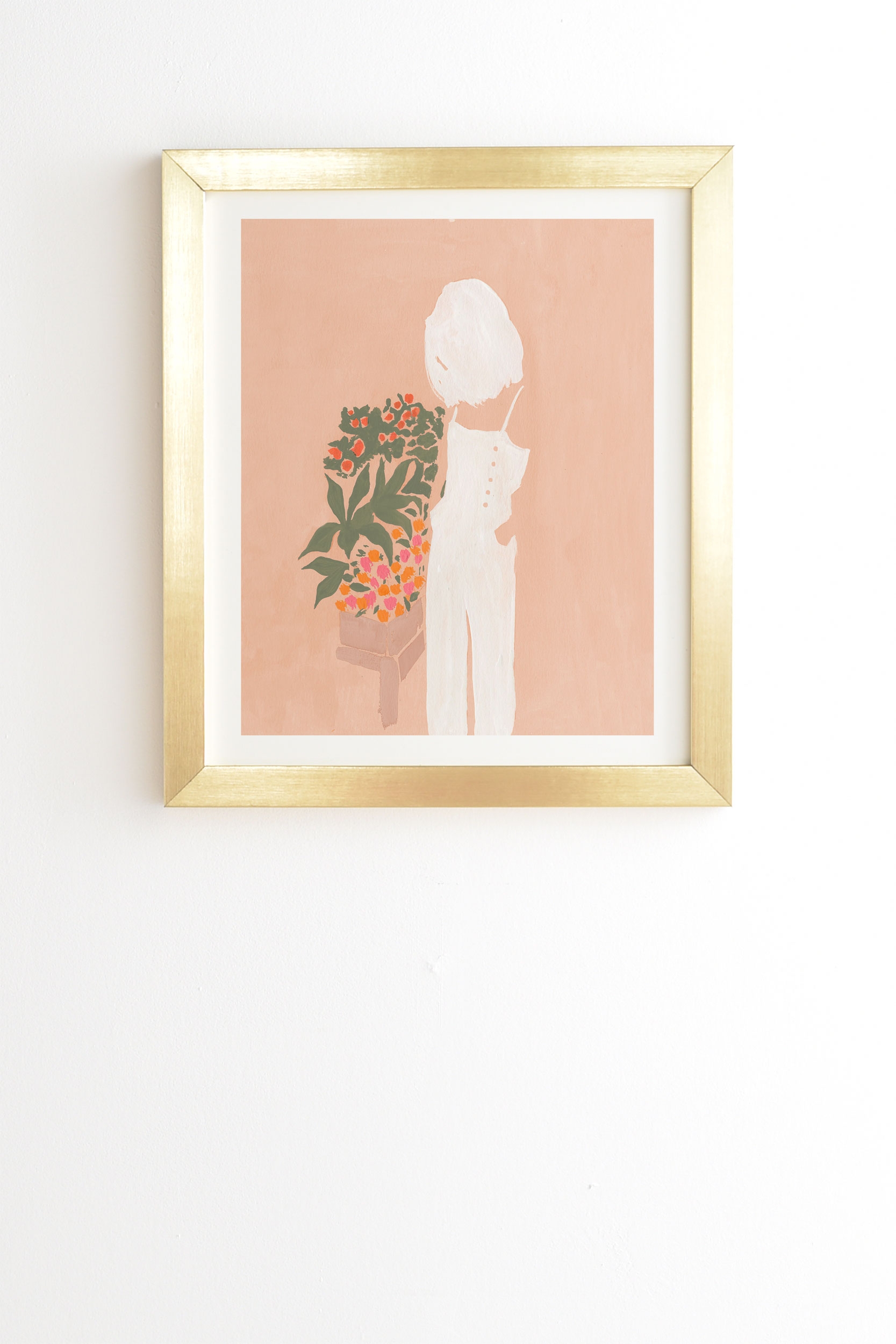 Flower Shoppe Girl by Megan Galante - Framed Wall Art Basic Gold 11" x 13" - Image 0
