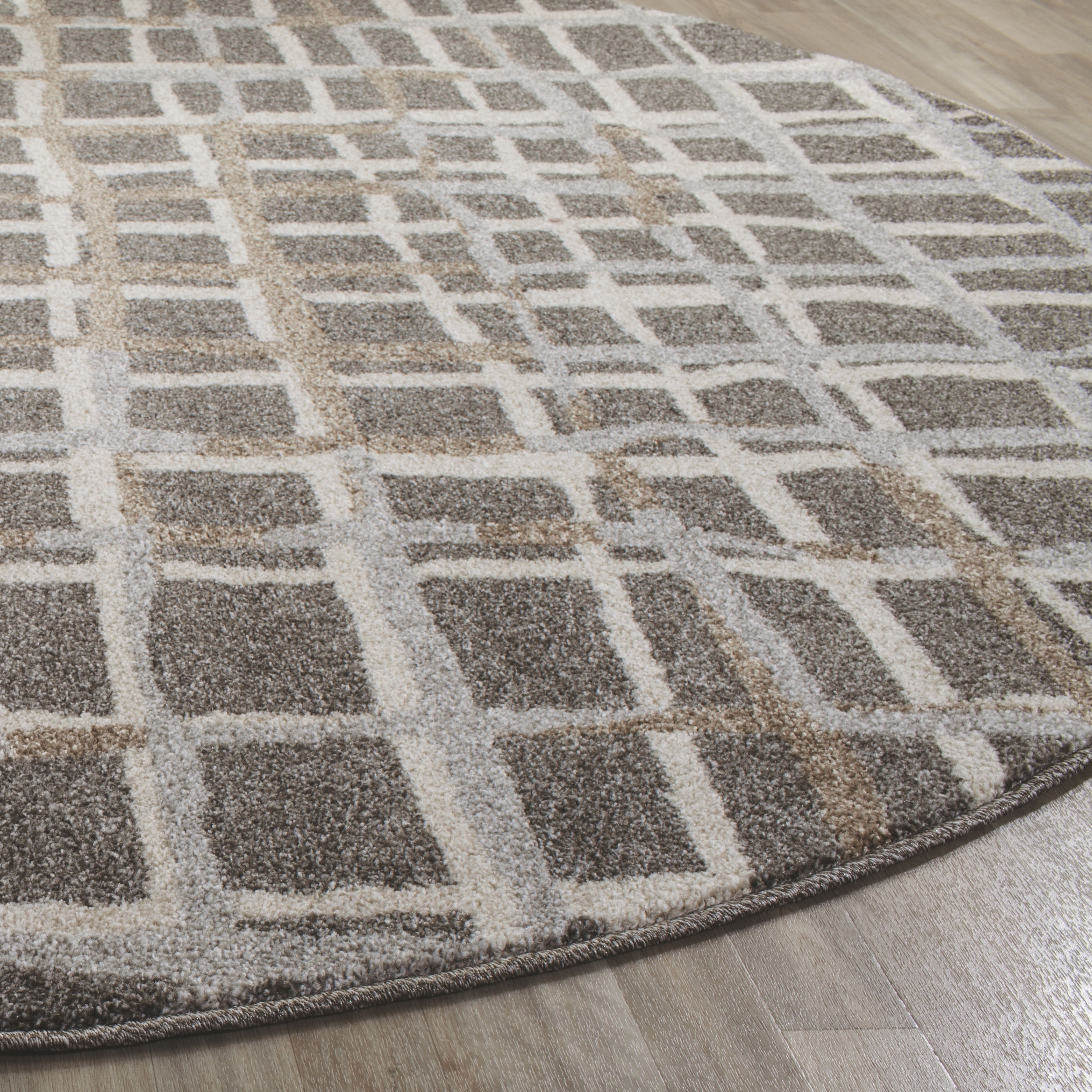 Arlo Home Indoor/Outdoor Woven Area Rug, AMT403C, Grey/Ivory,  7' X 7' Round - Image 2