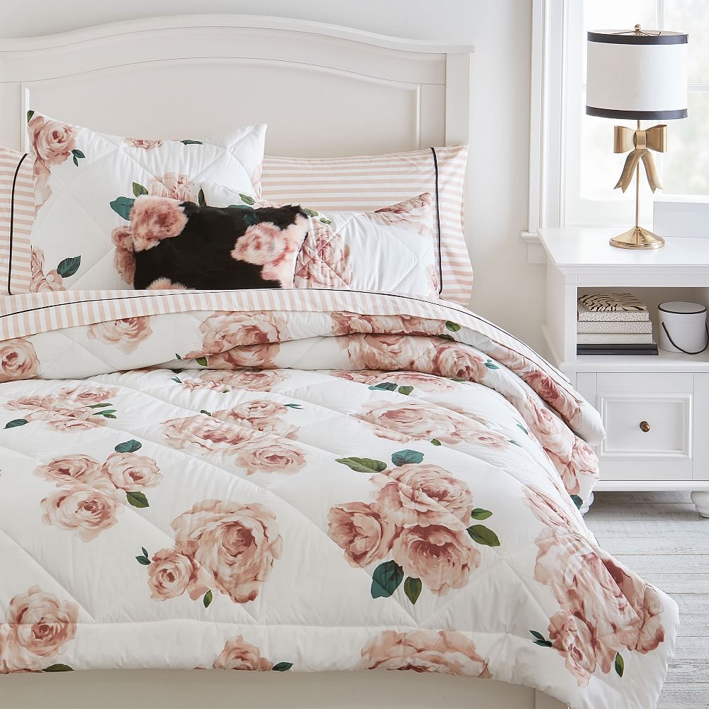 The Emily & Meritt Bed Of Roses Comforter, Full/Queen & 2 Euro Shams ,Ivory/Blush - Image 0