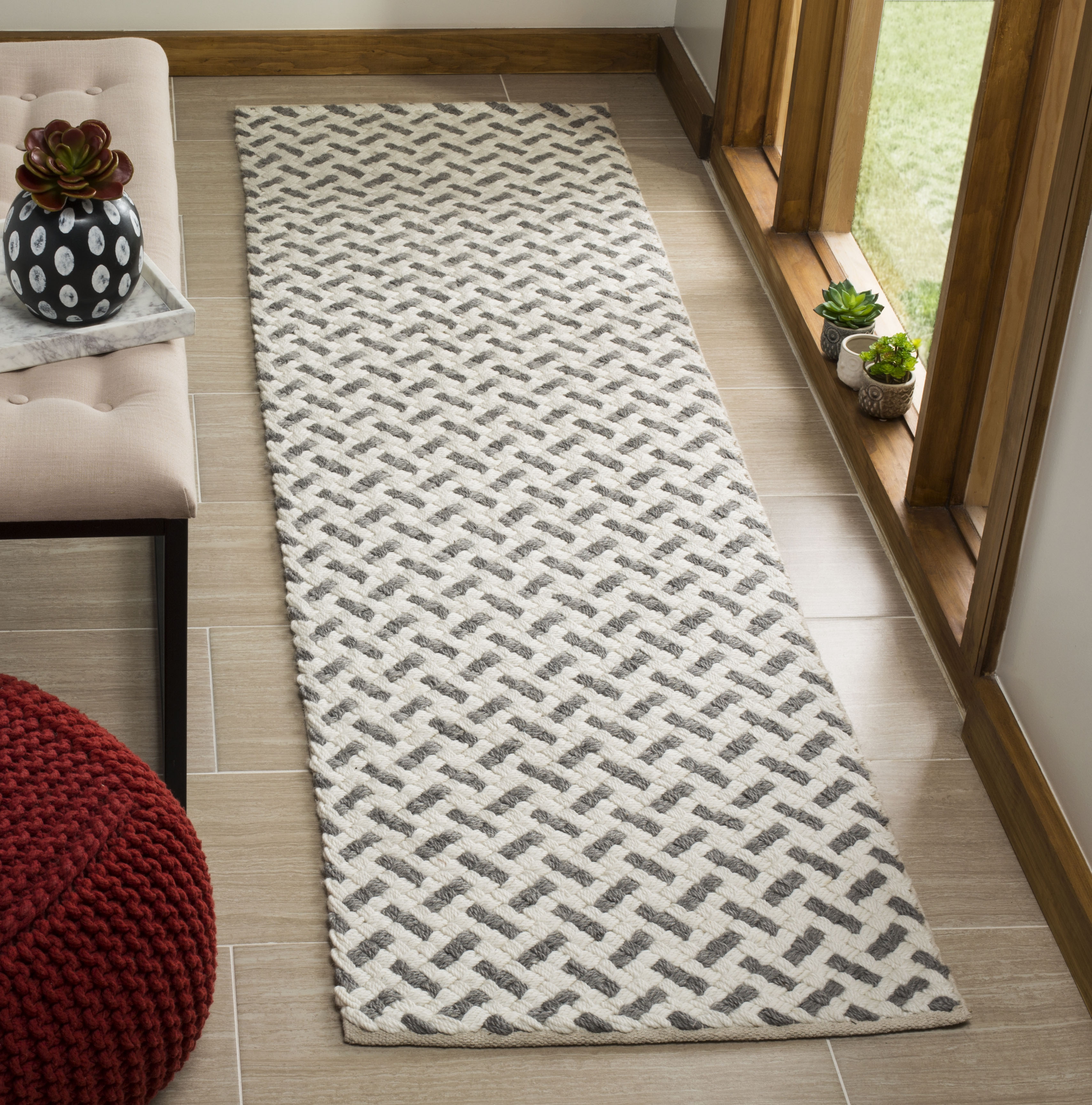 Arlo Home Hand Woven Area Rug, NAT401A, Grey/Ivory,  2' 3" X 8' - Image 1