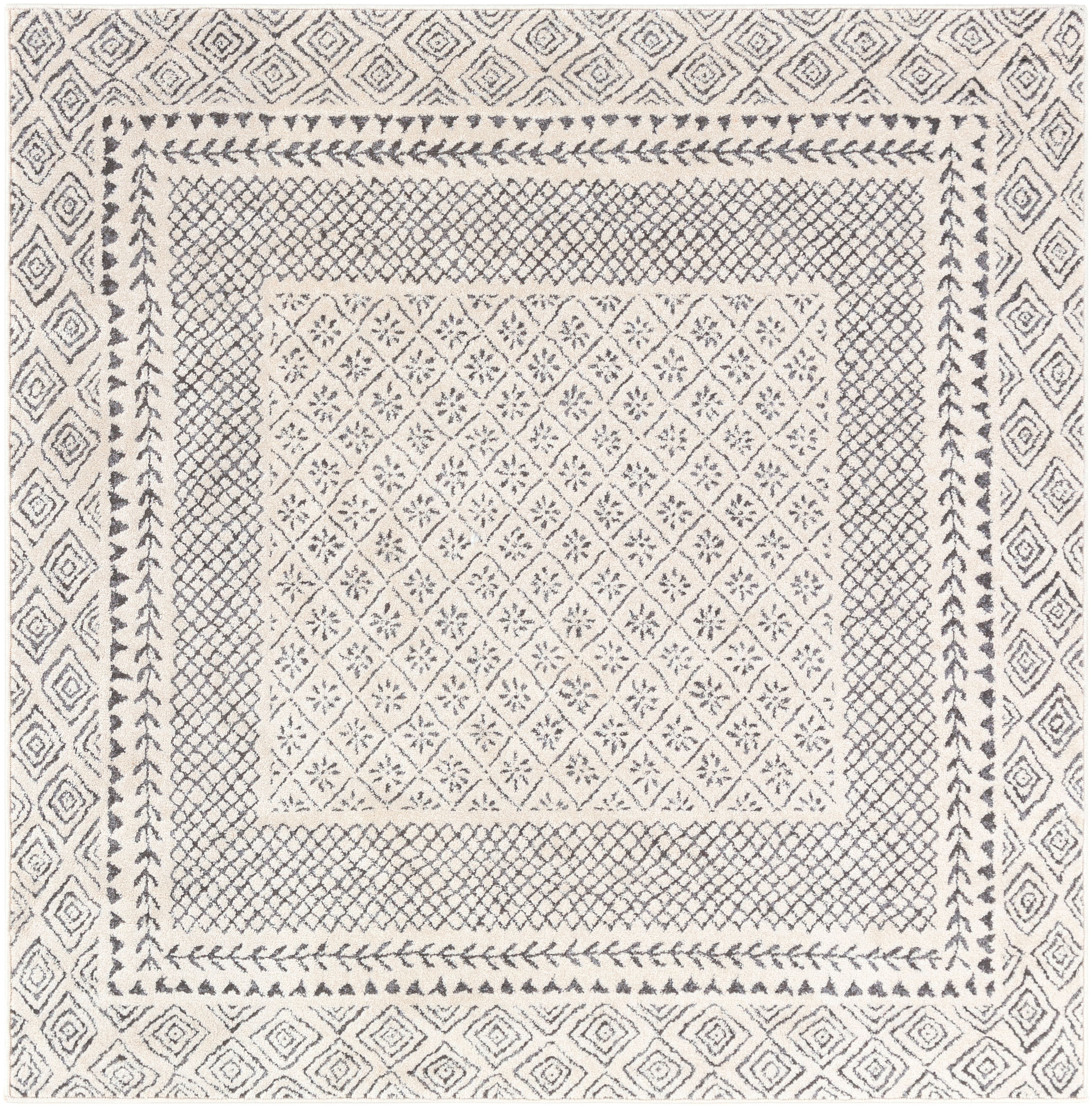Bahar Beige Indoor 5'3" x 5'3" Machine Woven Rug - Image 0