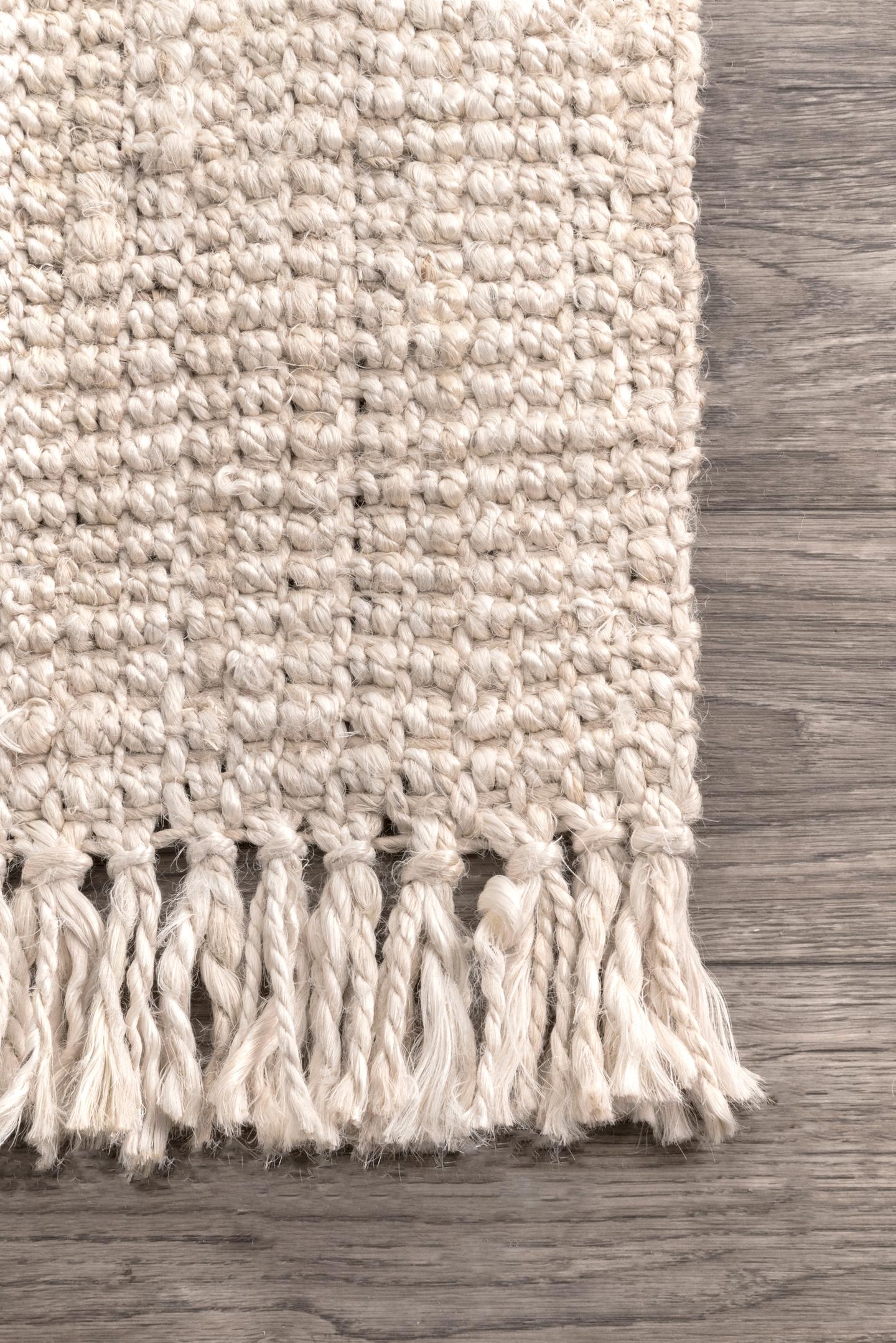 Hand Woven Chunky Loop Jute Area Rug, 9'6" x 11'6", Off White - Image 1