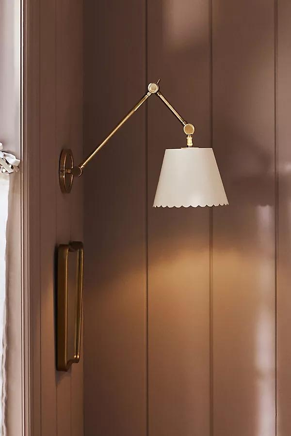 Roberta Scalloped Leather Task Sconce - Image 0
