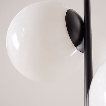 Sphere and Stem Floor Lamp Antique Brass Milk Glass (62") - Image 3