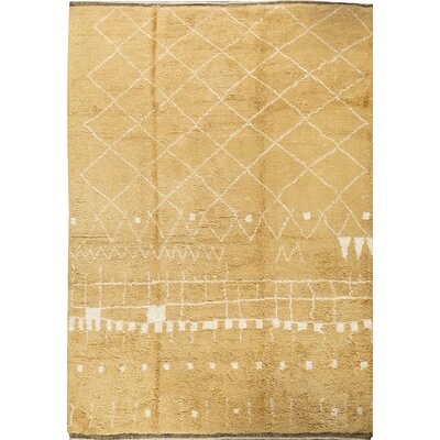 One-of-a-Kind Hand-Knotted Beige 9' x 12' Rectangle Wool Area Rug - Image 0