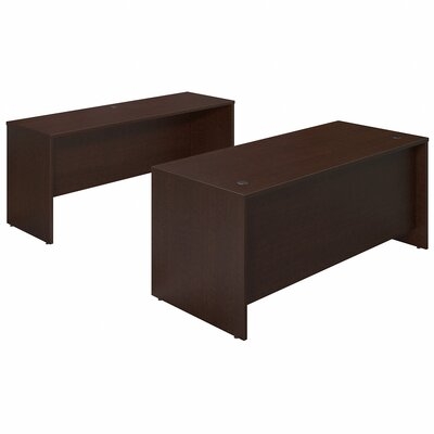 Bush Business Furniture Series C Elite 72W X 30D Desk Shell With Credenza In Mocha Cherry - Image 0