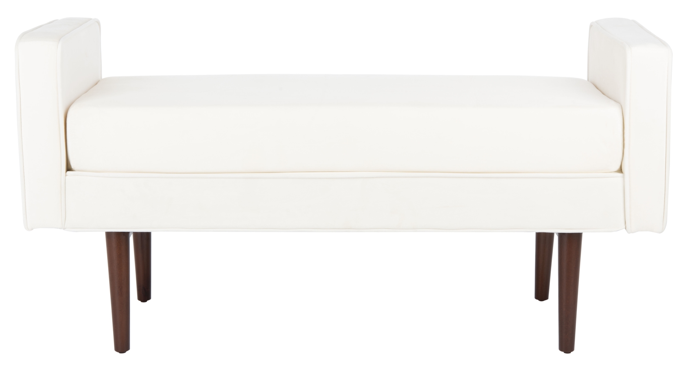 Henri Midcentury Bench - Cream / Walnut - Safavieh - Image 0