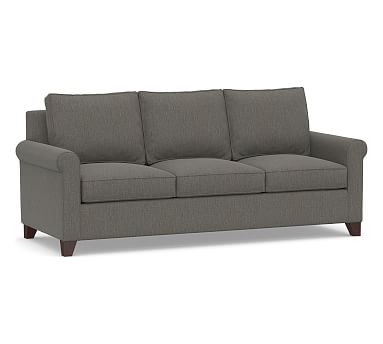 Cameron Roll Arm Upholstered Grand Sofa 98" 3-Seater, Polyester Wrapped Cushions, Chenille Basketweave Charcoal - Image 0