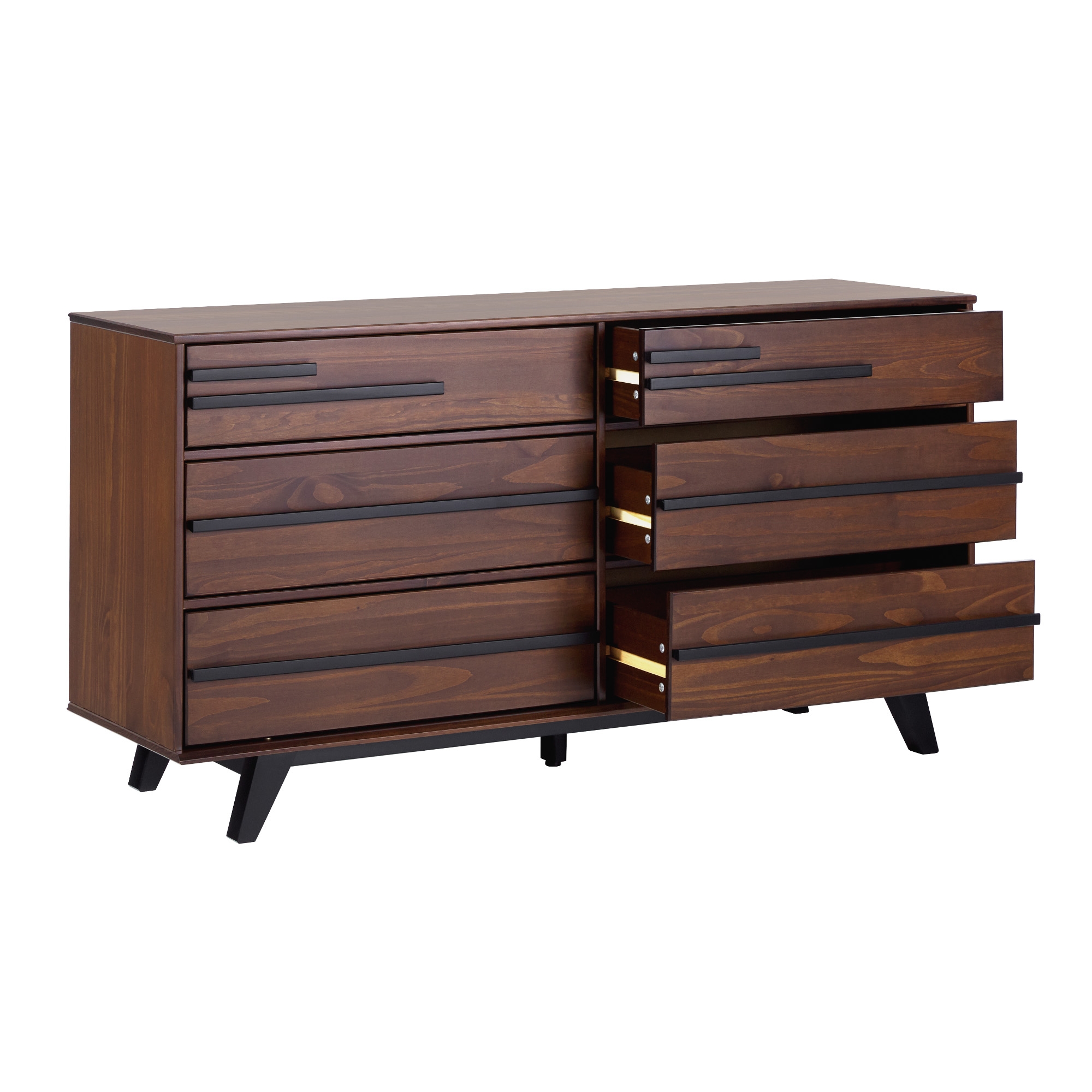 Modern Solid Wood Detailed 6-Drawer Dresser - Walnut - Image 5