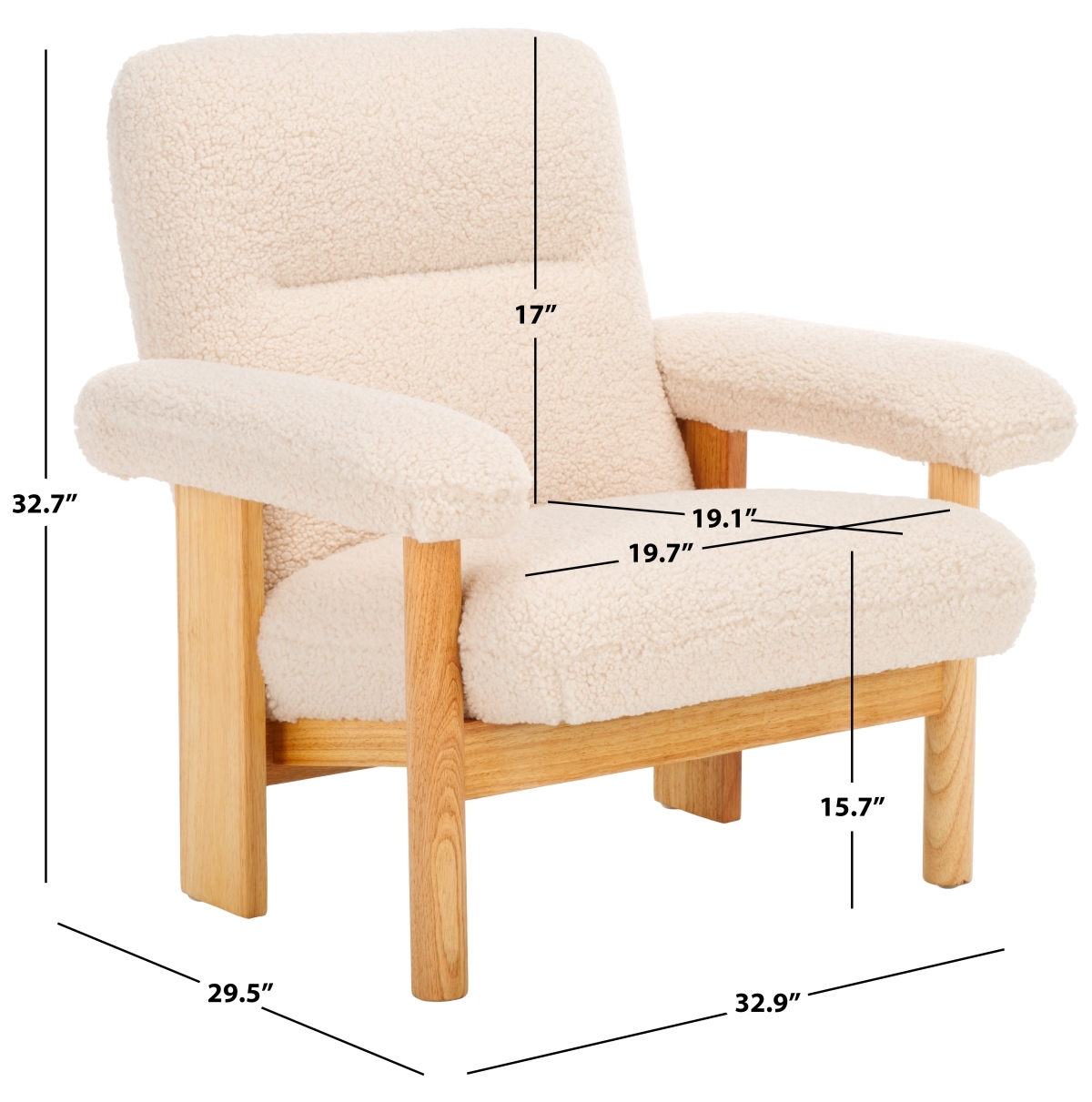 Attwell Accent Chair - Cream Faux Shearling / Natural - Safavieh - Image 9