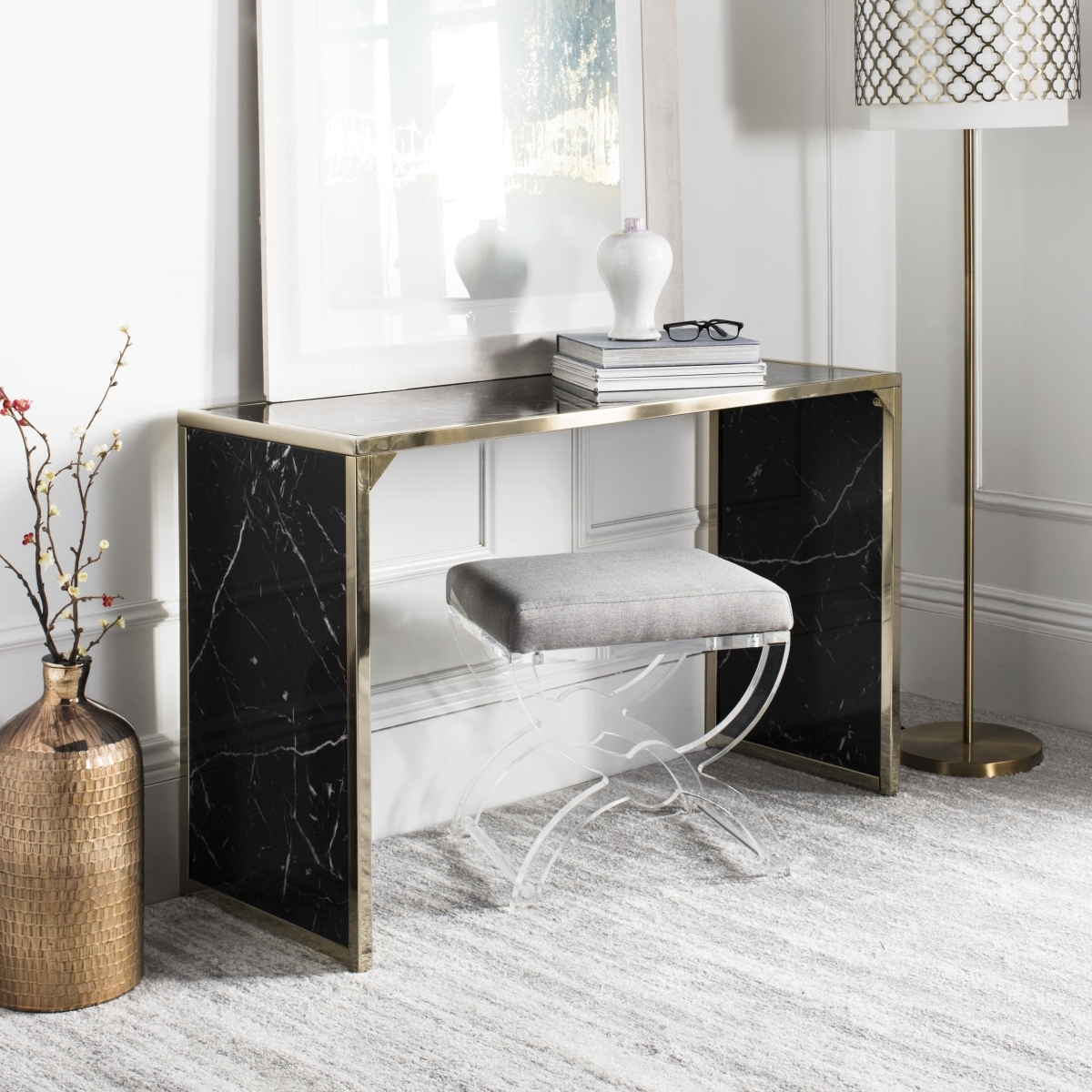 Kylie Console Table - Black / Brass - Safavieh - Image 1