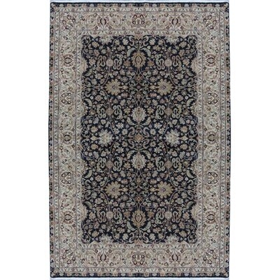One-of-a-Kind Hand-Knotted Black/Ivory 6'1" x 9'1" Wool Area Rug - Image 0