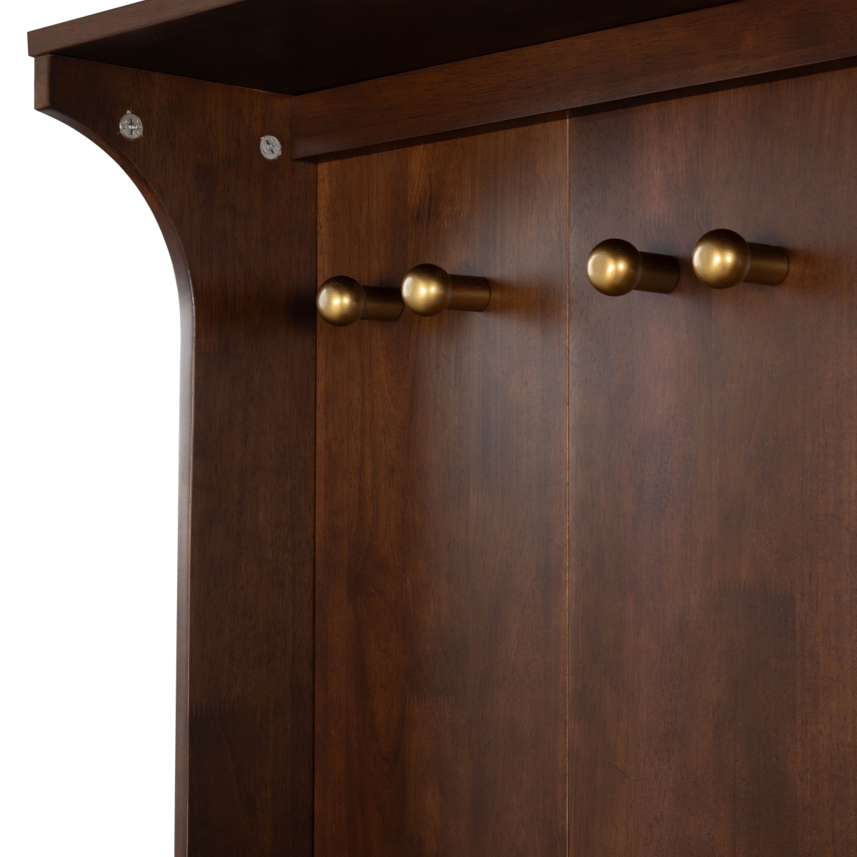 Pitta Wood 1 Drawer Hall Tree - Walnut/Gold - Image 2