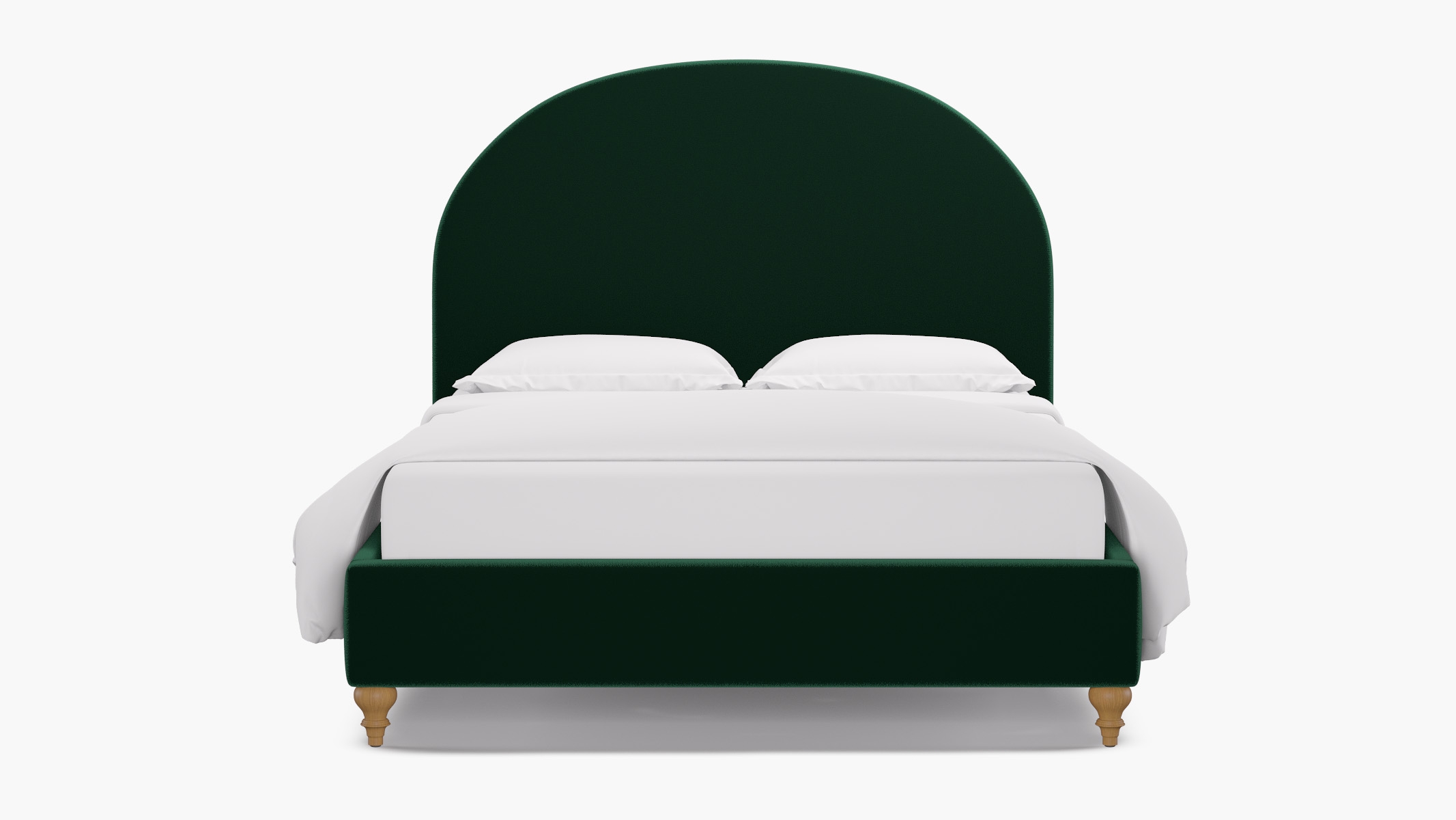 Demilune Bed, Spruce Performance Plush Velvet, Natural Traditional Turned Leg, King - Image 0