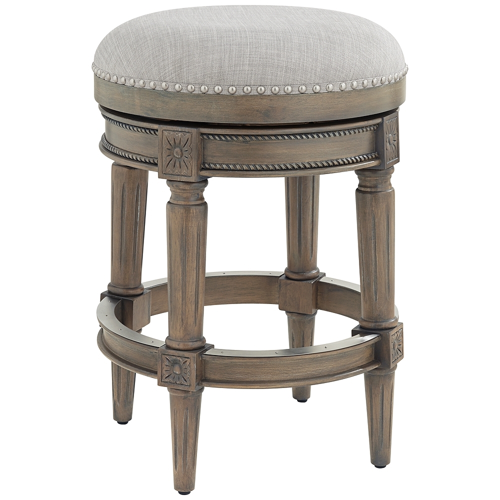 Oliver 26 1/2" Ash Gray Fabric Swivel Counter Stool - Image 0