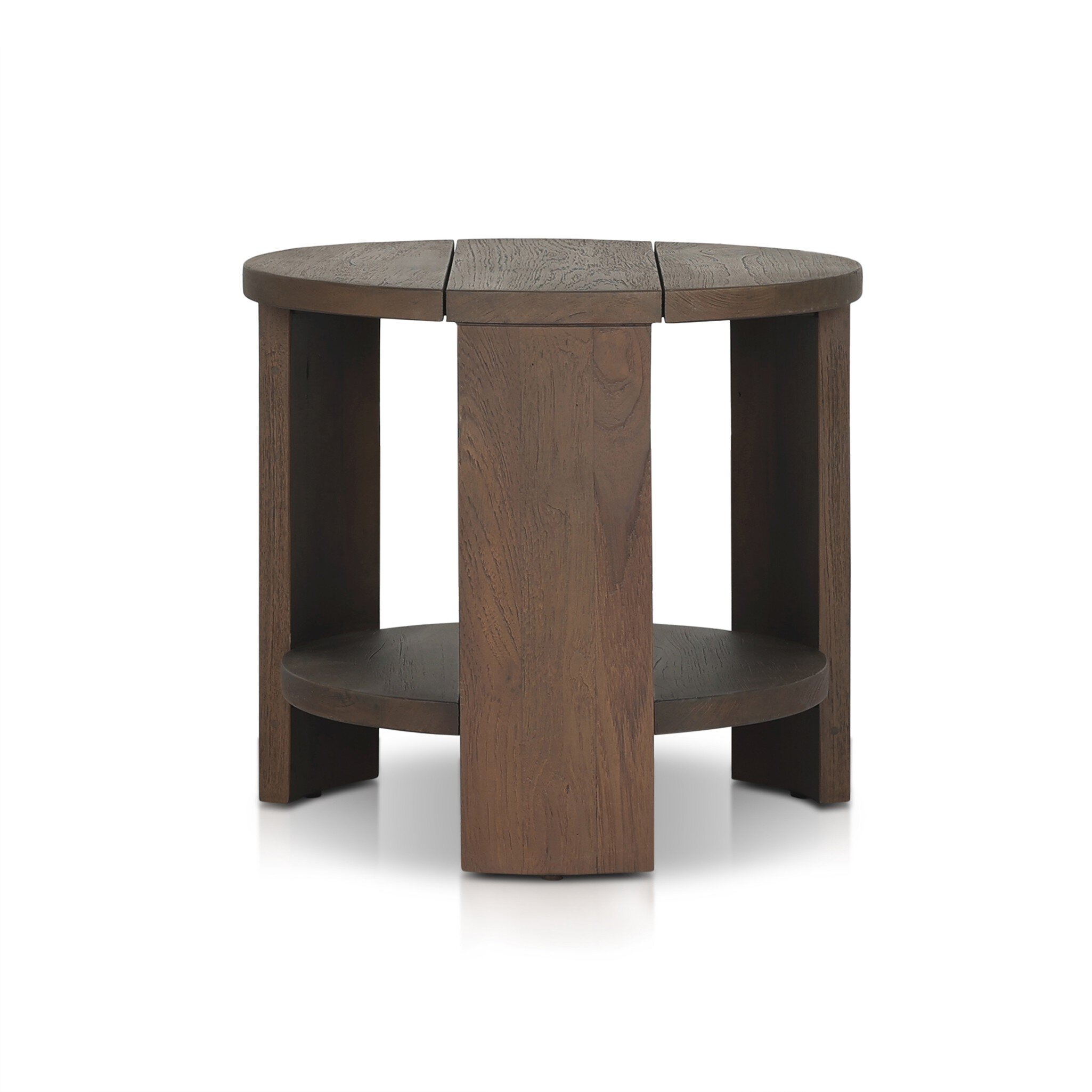 Roca Outdoor Round End Table - Stained Heritage Brown-FSC - Image 0