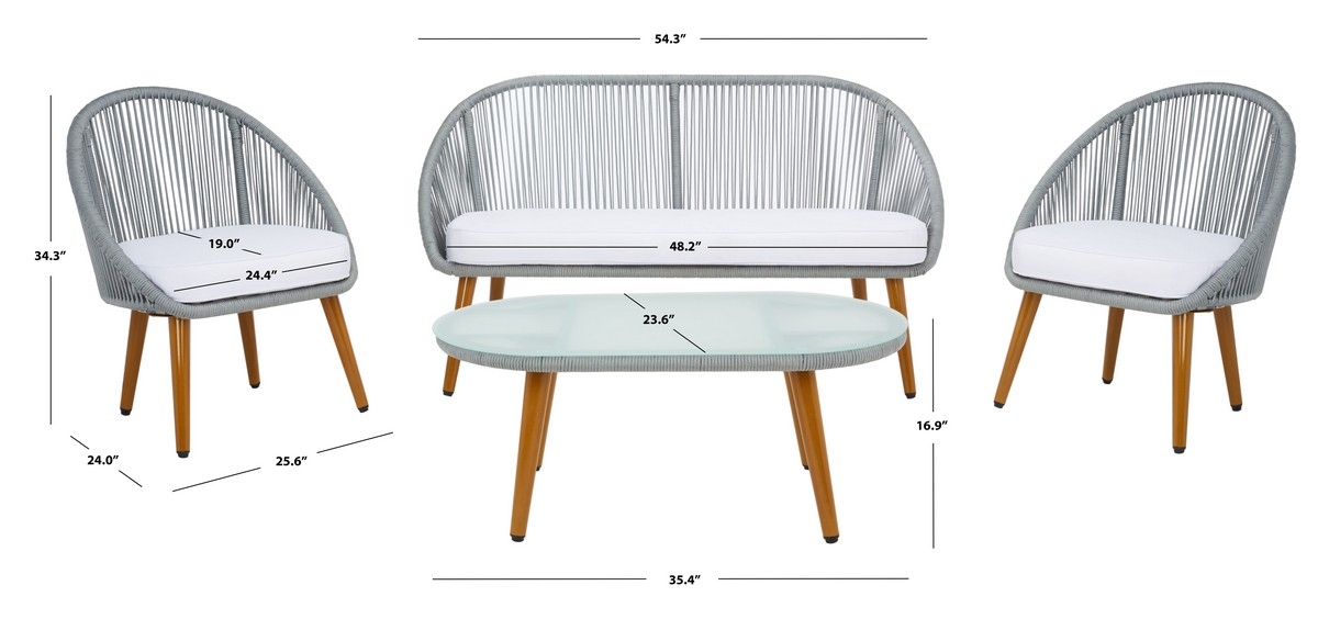 Halcott 4Pc Living Set - Grey / White - Safavieh - Image 9