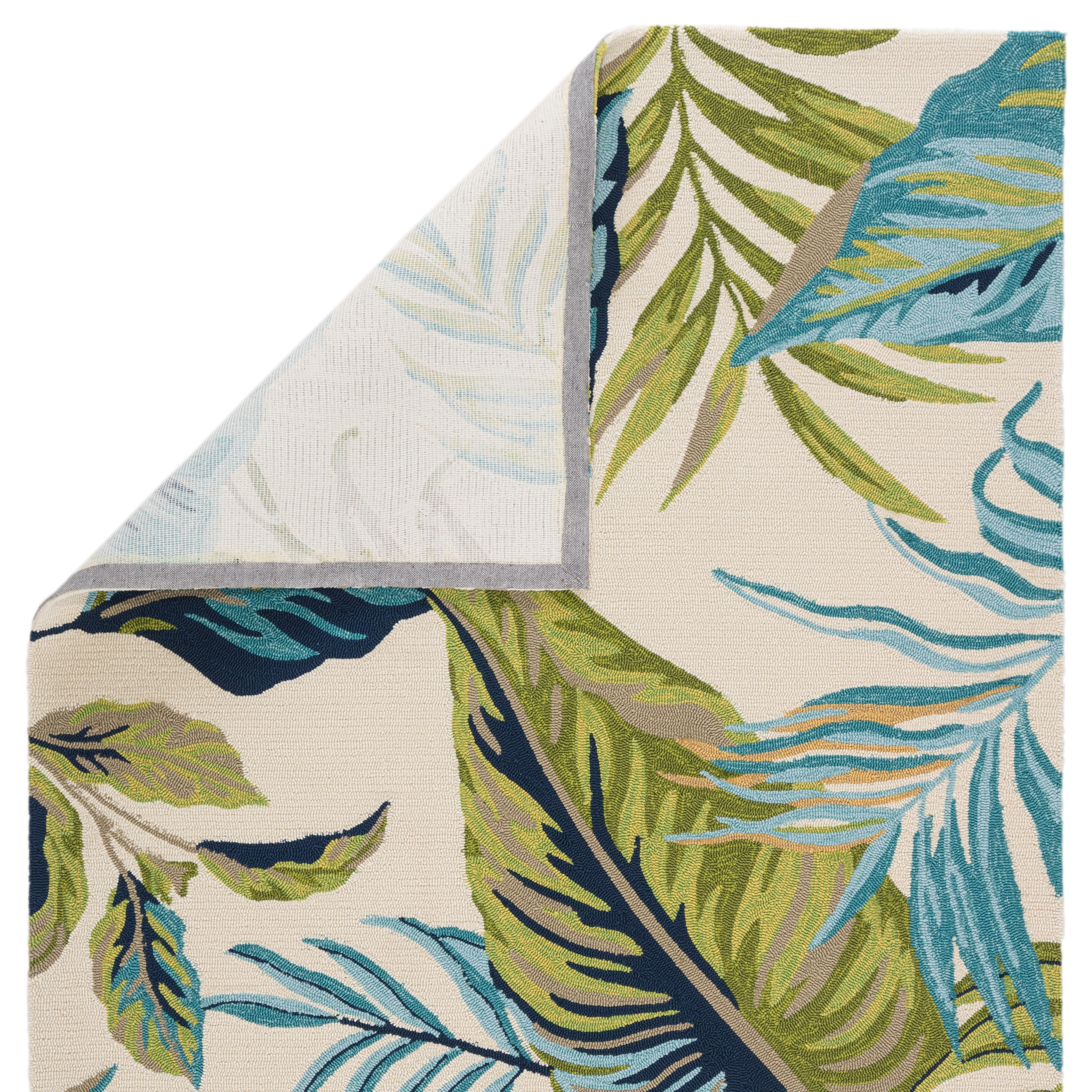 Fraise Indoor/ Outdoor Floral Blue/ Green Area Rug (5' X 7'6") - Image 2