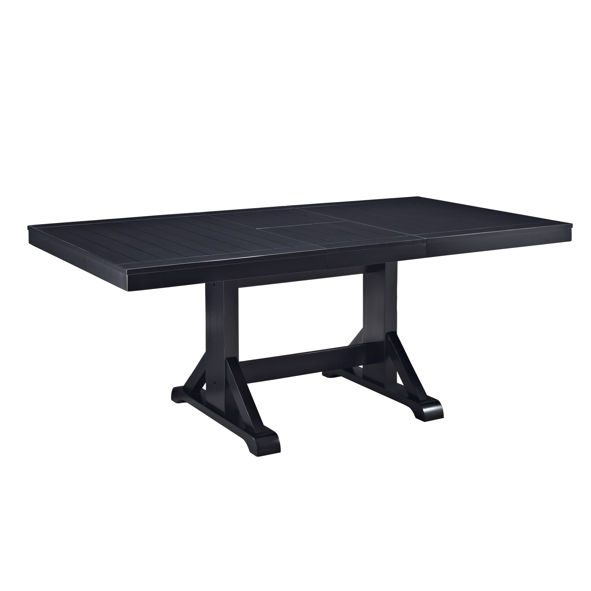 60" Modern Farmhouse Wood Expandable Dining Table - Antique Black  - Image 0