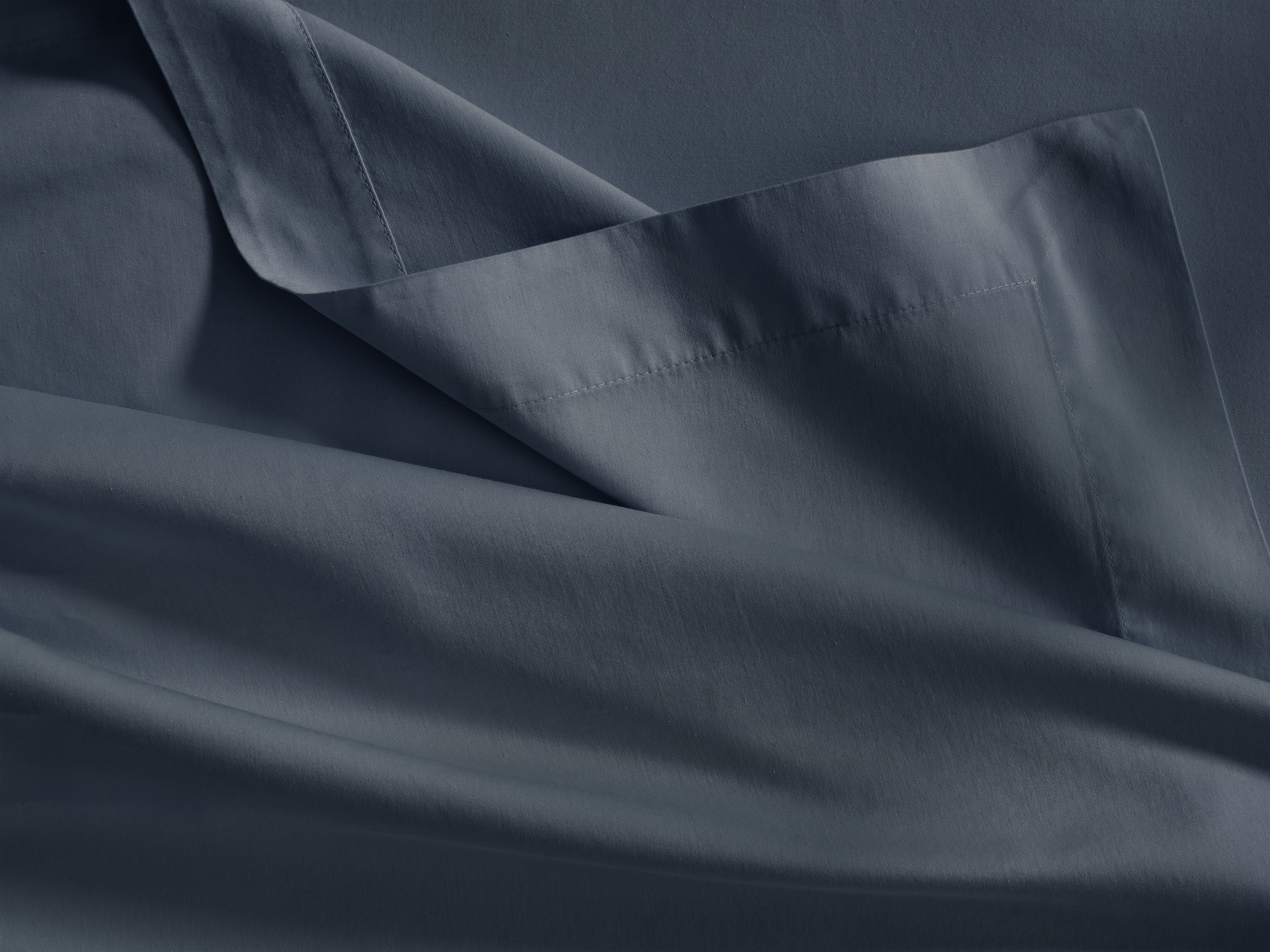 Italian Garment-Dyed Flat Sheet Sateen Queen in Blue - Image 0