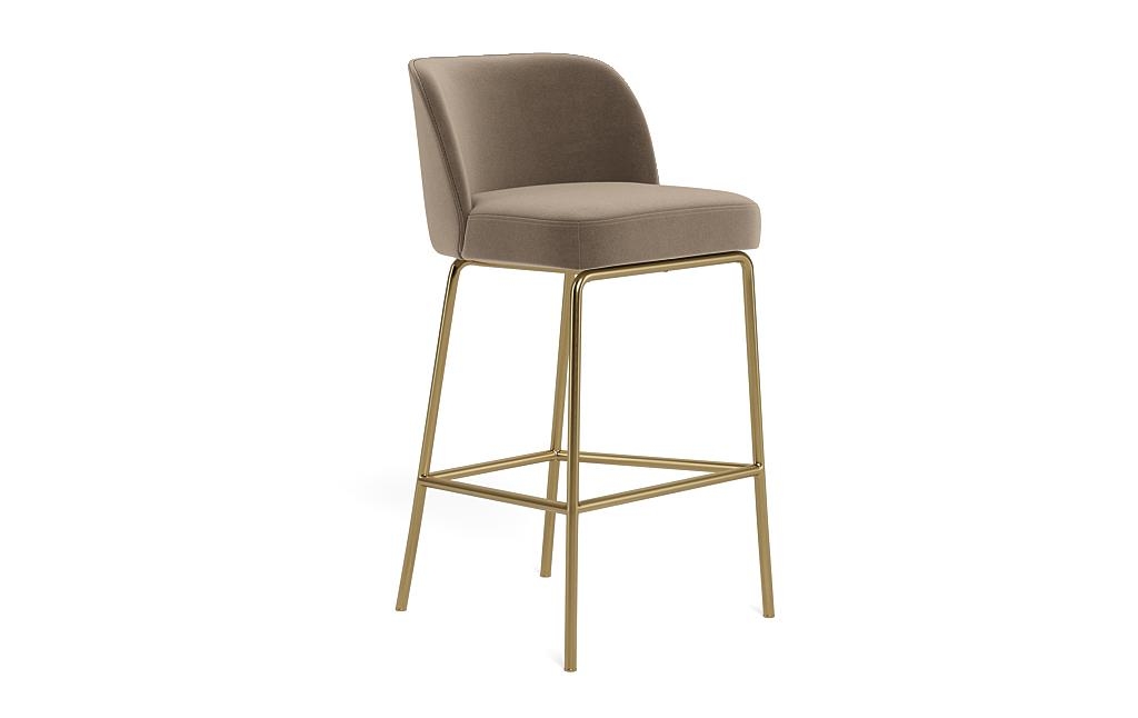 Graham Metal Framed Upholstered Bar Stool with Contrast Piping - Image 1