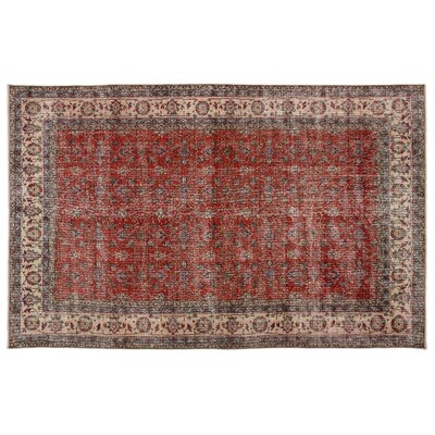 One-of-a-Kind Virgouda Hand-Knotted 1960s Turkish Red 5'10" x 9'5" Area Rug - Image 0