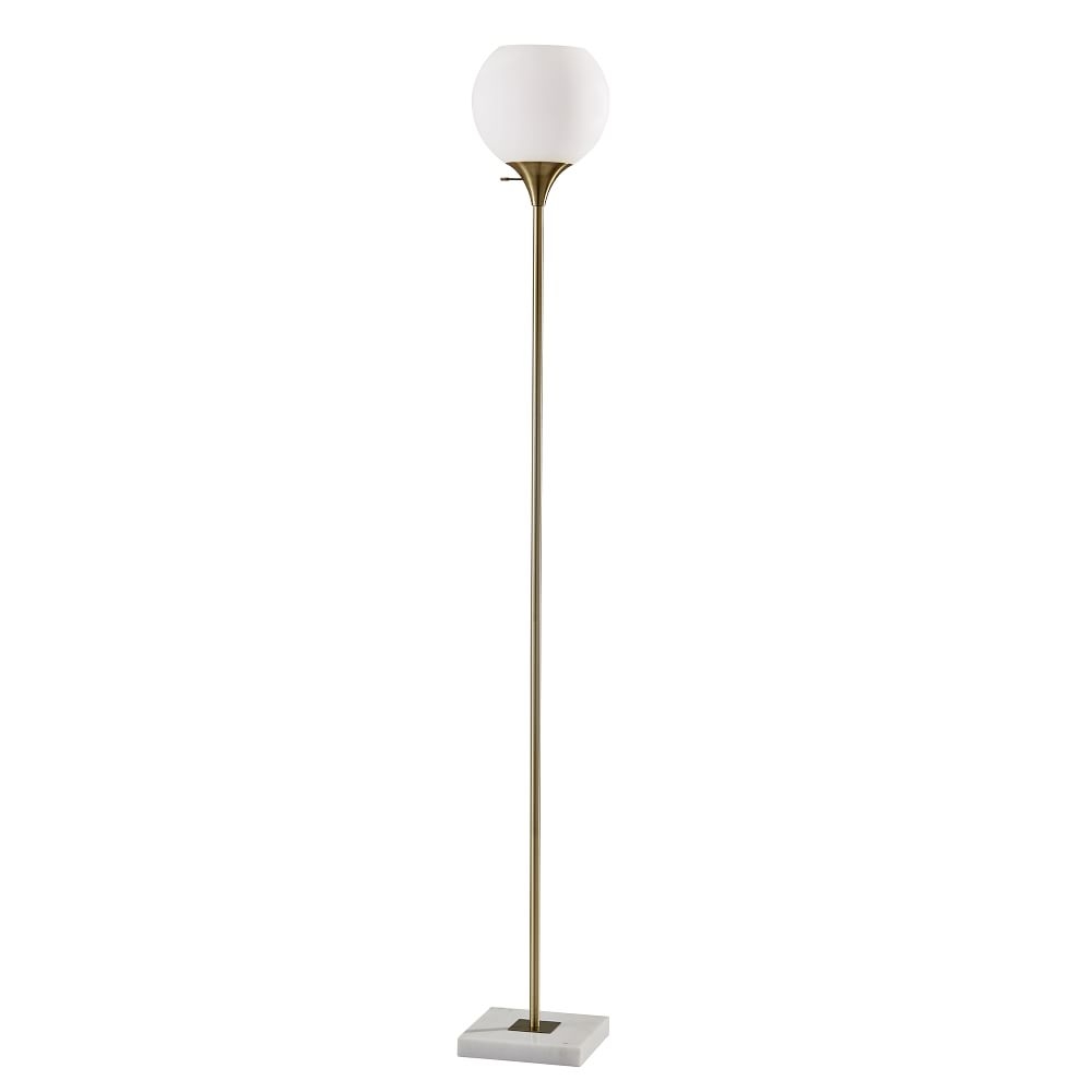 Slimline Torchiere Floor Lamp, Milk, Brass - Image 0
