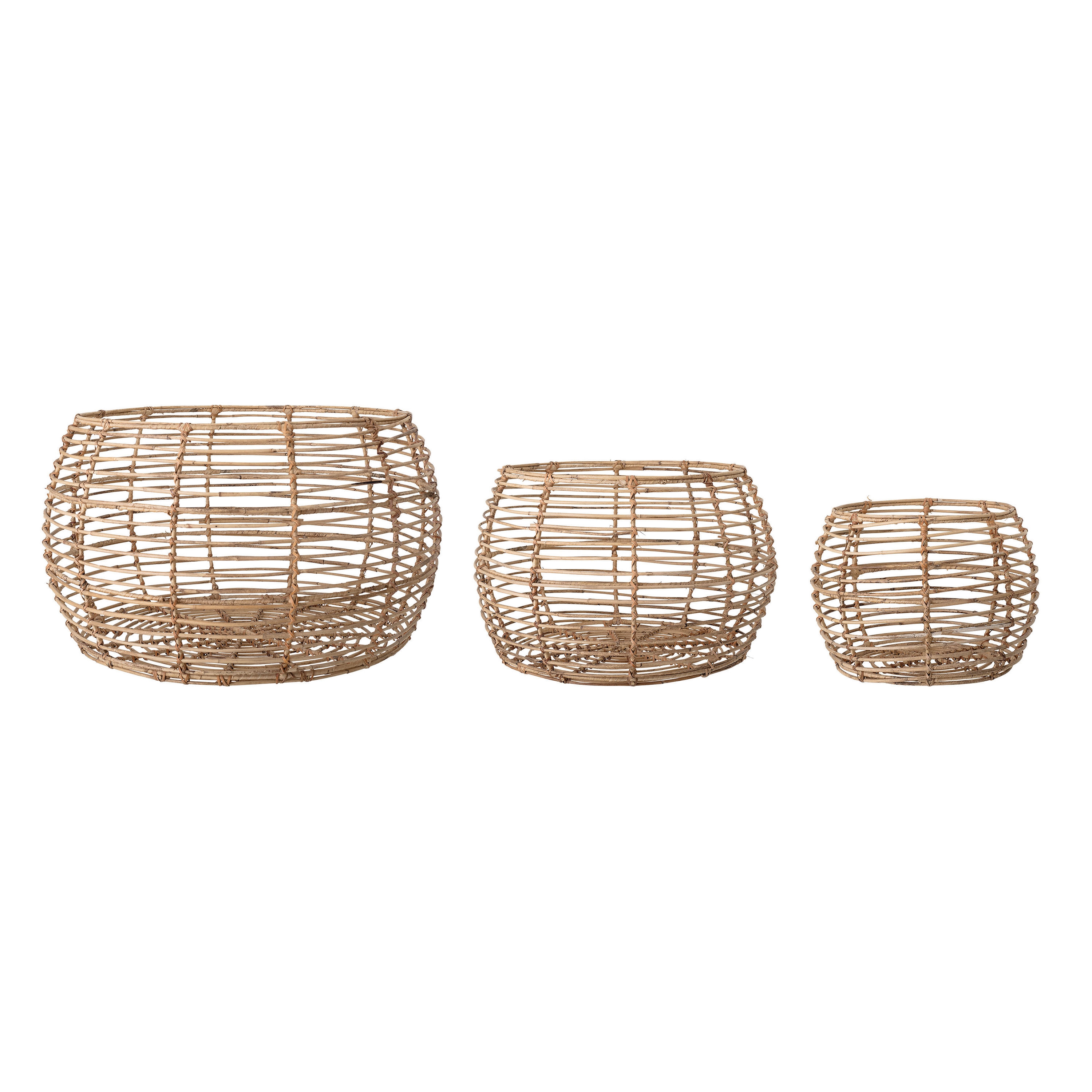 Beige Open Weave Rattan Baskets (Set of 3 Sizes) - Image 0