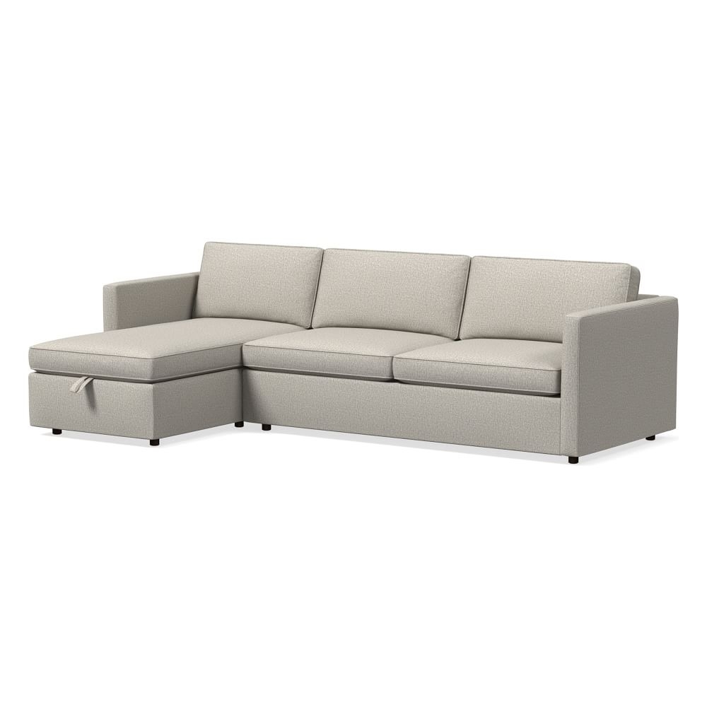 Harris Sectional Set 04: RA Sleeper Sofa, LA Storage Chaise, Poly , Performance Twill, Dove, Concealed Supports - Image 0